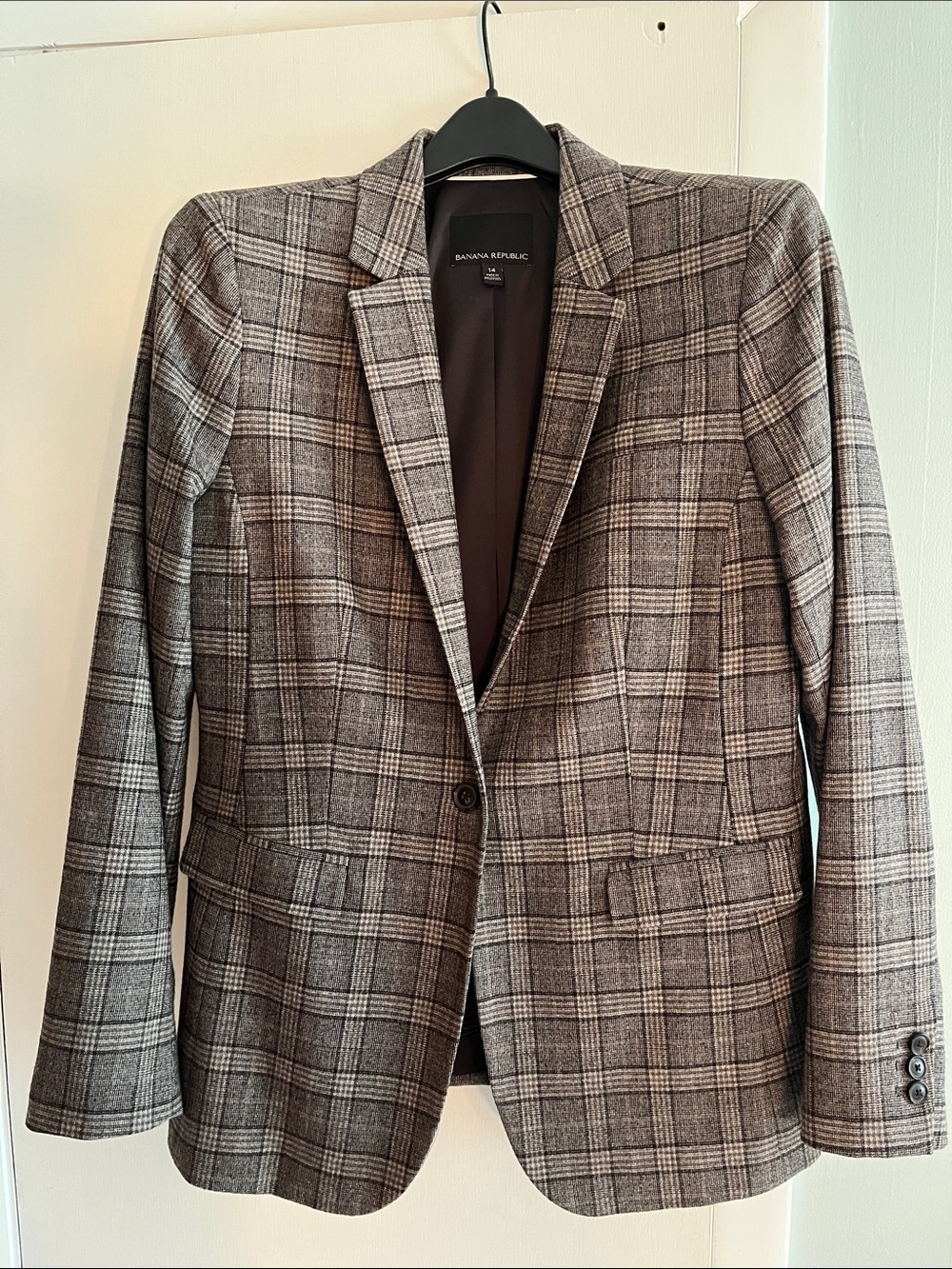 Banana Republic Women's Gray Plaid Blazer